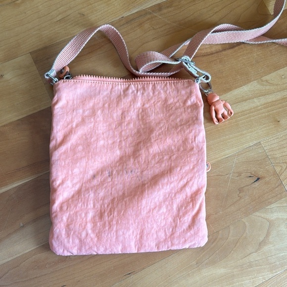 🍑 Kipling Keiko Crossbody Peachy Coral mini bag purse peach with keychain charm - Picture 5 of 14